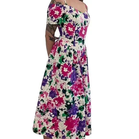 Vintage 80’s Eber San Francisco Floral Dress - Picture 4 of 11